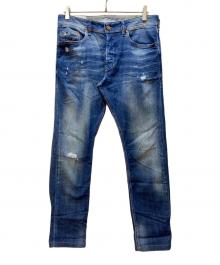 DIESEL（ディーゼル）の古着「ダメージデニムパンツ」｜ブルー