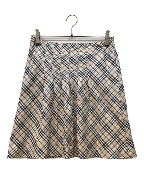 BURBERRY BLUE LABEL（バーバリー ブルー レーベル）BURBERRY BLUE LABEL (バーバリー ブルー レーベル) ミニスカート/ノバチェック ベージュ×ブラック サイズ:Mの古着・服飾アイテム