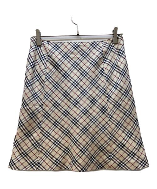 BURBERRY BLUE LABEL（バーバリー ブルー レーベル）BURBERRY BLUE LABEL (バーバリー ブルー レーベル) ミニスカート/ノバチェック ベージュ×ブラック サイズ:Mの古着・服飾アイテム