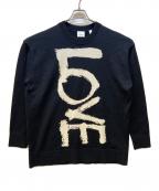 BURBERRYバーバリー）の古着「厚手ニット/LOVEオーバーサイズクルーネックニットセーター」｜ブラック