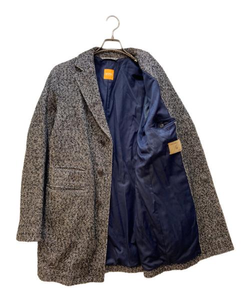 HUGO BOSS（ヒューゴ ボス）HUGO BOSS (ヒューゴ ボス) チェスターコート ブラック×ブラウン サイズ:50の古着・服飾アイテム