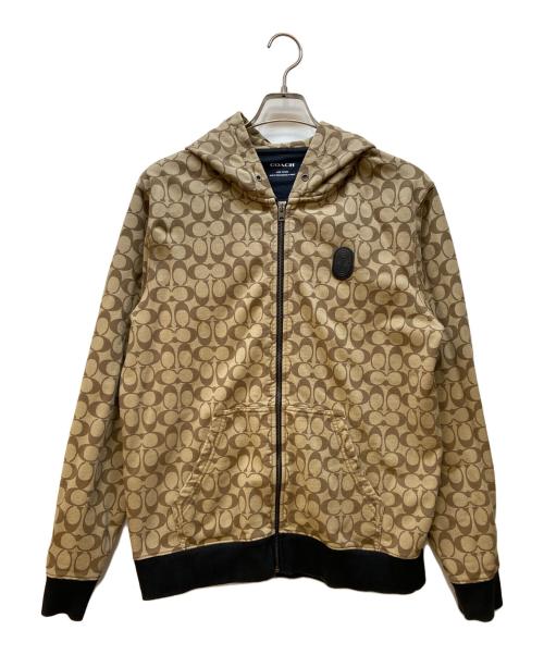 COACH（コーチ）COACH (コーチ) ジップパーカー ブラウン×ベージュ サイズ:Lの古着・服飾アイテム