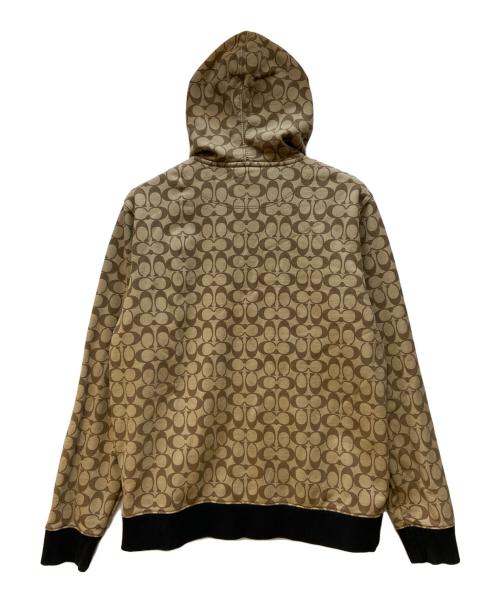 COACH（コーチ）COACH (コーチ) ジップパーカー ブラウン×ベージュ サイズ:Lの古着・服飾アイテム