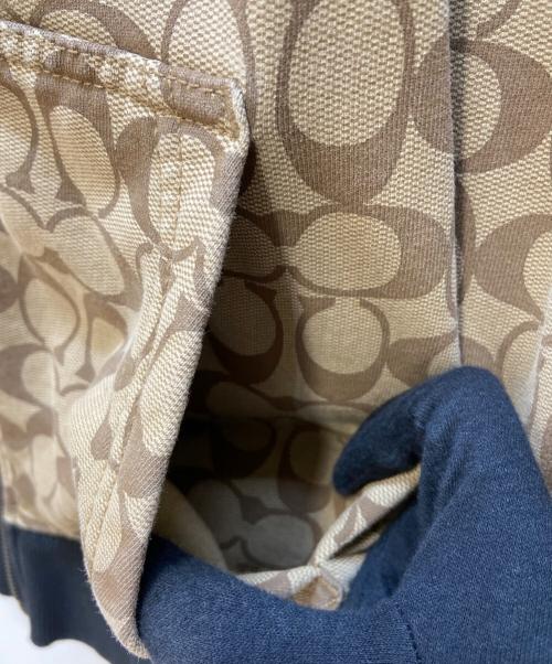 COACH（コーチ）COACH (コーチ) ジップパーカー ブラウン×ベージュ サイズ:Lの古着・服飾アイテム