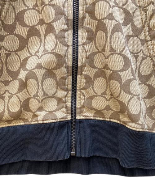 COACH（コーチ）COACH (コーチ) ジップパーカー ブラウン×ベージュ サイズ:Lの古着・服飾アイテム