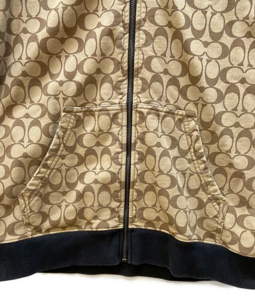 COACH（コーチ）COACH (コーチ) ジップパーカー ブラウン×ベージュ サイズ:Lの古着・服飾アイテム
