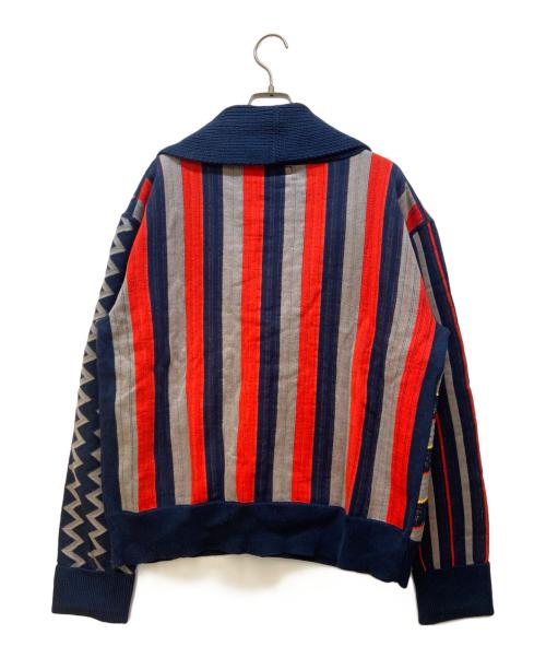 FACETASM（ファセッタズム）FACETASM (ファセッタズム) 厚手カーディガン ネイビー×グレー×レッド×イエロー サイズ:FREEの古着・服飾アイテム