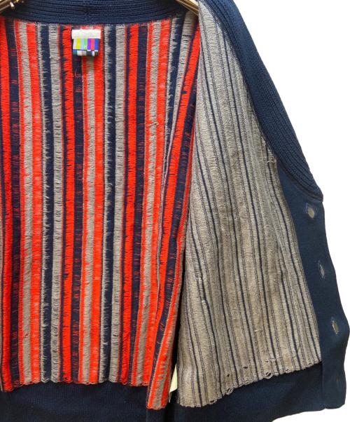 FACETASM（ファセッタズム）FACETASM (ファセッタズム) 厚手カーディガン ネイビー×グレー×レッド×イエロー サイズ:FREEの古着・服飾アイテム