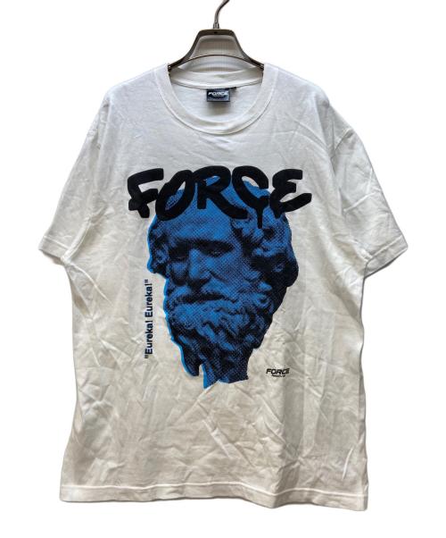 FORCE festival（フォース・フェスティバ）FORCE festival (フォース・フェスティバ) 半袖カットソー ホワイト×ブラック×ブルー サイズ:Lの古着・服飾アイテム