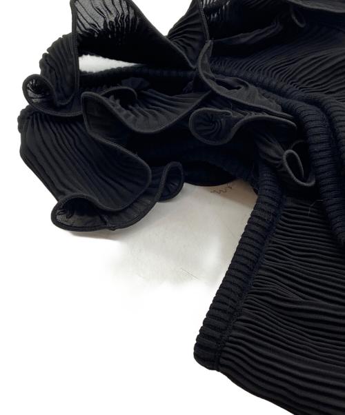 Snidel（スナイデル）Snidel (スナイデル) 半袖カットソー/フリルプリーツニット ブラック サイズ:FREEの古着・服飾アイテム