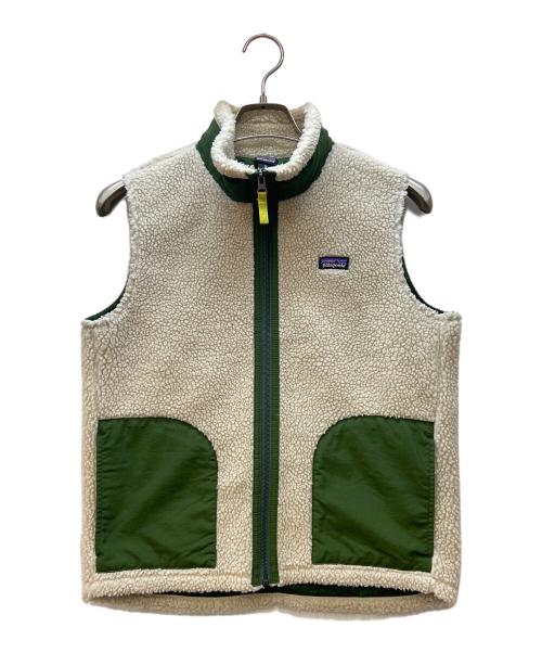 Patagonia（パタゴニア）Patagonia (パタゴニア) ボアベスト ベージュ×グリーン サイズ:XLの古着・服飾アイテム
