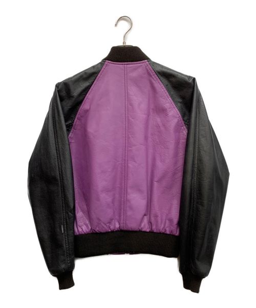 KADOYA（カドヤ）KADOYA (カドヤ) レザージャケット ブラック×パープル サイズ:Mの古着・服飾アイテム