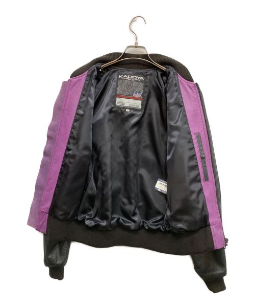 KADOYA（カドヤ）KADOYA (カドヤ) レザージャケット ブラック×パープル サイズ:Mの古着・服飾アイテム
