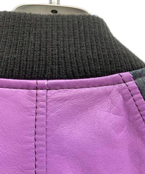 KADOYA（カドヤ）KADOYA (カドヤ) レザージャケット ブラック×パープル サイズ:Mの古着・服飾アイテム