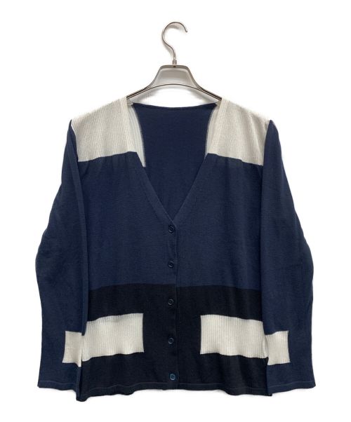 ISSEY MIYAKE（イッセイミヤケ）ISSEY MIYAKE (イッセイミヤケ) アンサンブルカーディガン ホワイト×ネイビー サイズ:Mの古着・服飾アイテム
