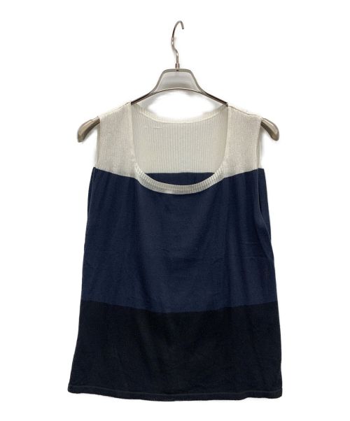 ISSEY MIYAKE（イッセイミヤケ）ISSEY MIYAKE (イッセイミヤケ) アンサンブルカーディガン ホワイト×ネイビー サイズ:Mの古着・服飾アイテム