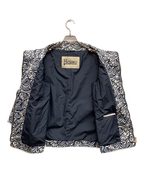 HERNO（ヘルノ）HERNO (ヘルノ) ジップアップブルゾン ホワイト×ネイビー サイズ:46の古着・服飾アイテム