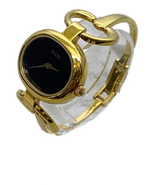 GUCCI（グッチ）GUCCI (グッチ) ブレスレットウォッチ ブラック×ゴールドの古着・服飾アイテム