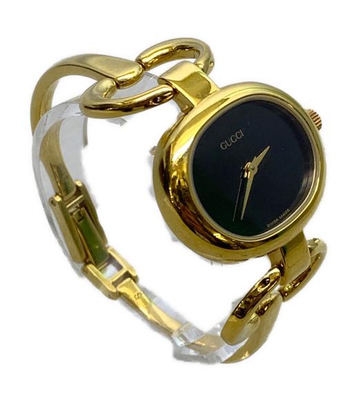 GUCCI（グッチ）GUCCI (グッチ) ブレスレットウォッチ ブラック×ゴールドの古着・服飾アイテム