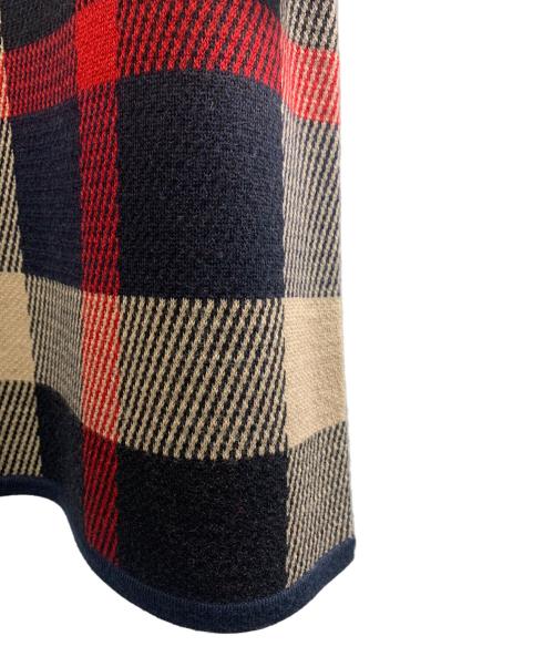 BLUE LABEL CRESTBRIDGE（ブルーレーベルクレストブリッジ）BLUE LABEL CRESTBRIDGE 美人百花 (ビジンヒャッカ) BLUE LABEL CRESTBRIDGE×美人百花　チェック×ジャカードニットワンピースチェックジャカードニットワンピース ネイビー×レッド サイズ:38の古着・服飾アイテム