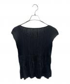 PLEATS PLEASEプリーツプリーズ）の古着「PLEATS PLEASE　ブラック　ノースリーブプリーツブラウス」｜ブラック