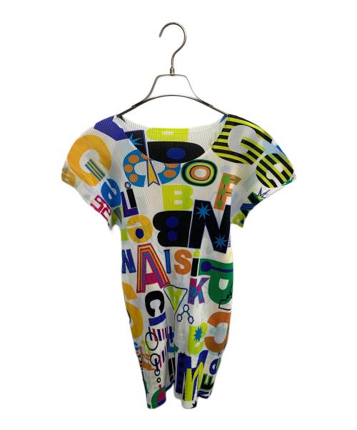 PLEATS PLEASE（プリーツプリーズ）PLEATS PLEASE (プリーツプリーズ) PLEATS PLEASE　タイポグラフィプリントミスト　プリーツカットソー サイズ:SIZE 3の古着・服飾アイテム