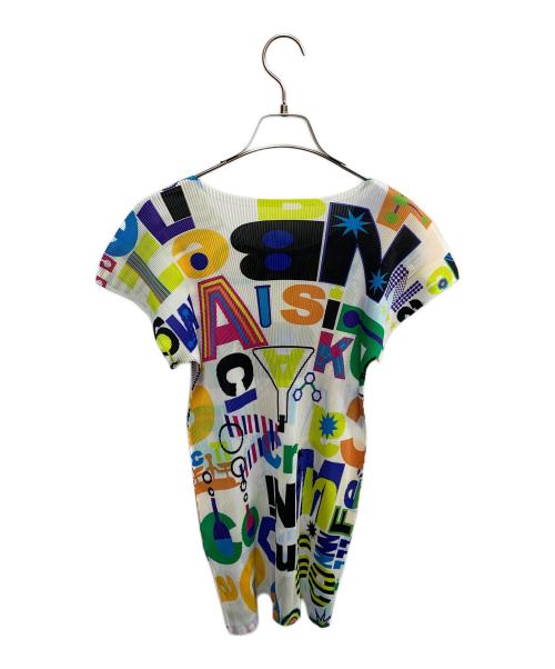 PLEATS PLEASE（プリーツプリーズ）PLEATS PLEASE (プリーツプリーズ) PLEATS PLEASE　タイポグラフィプリントミスト　プリーツカットソー サイズ:SIZE 3の古着・服飾アイテム