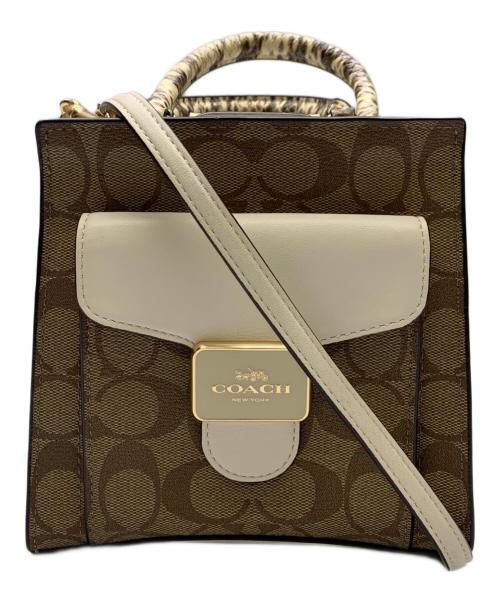 COACH（コーチ）COACH (コーチ) MINI PEPPER CROSSBODY ベージュ×ホワイトの古着・服飾アイテム