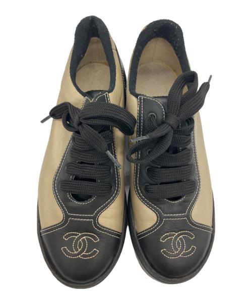 CHANEL（シャネル）CHANEL (シャネル) ココマーク スニーカー ゴールド×ブラック サイズ:23cmの古着・服飾アイテム