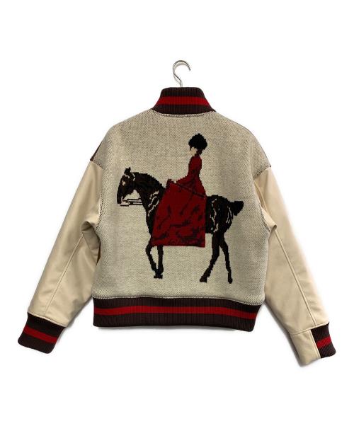 SHINYA KOZUKA（シンヤコズカ）SHINYA KOZUKA (シンヤコズカ) WHITE ELEPHANT HORSE VERSITY ブラウン×アイボリー サイズ:Largeの古着・服飾アイテム