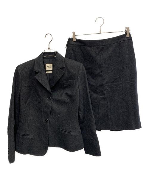 HERMES（エルメス）HERMES (エルメス) HERMES　ヘリンボーン　セットアップ グレー サイズ:SIZE ジャケット40/スカート42の古着・服飾アイテム