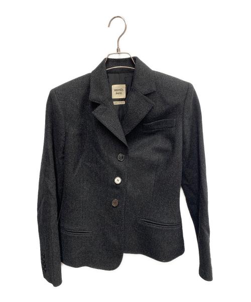 HERMES（エルメス）HERMES (エルメス) HERMES　ヘリンボーン　セットアップ グレー サイズ:SIZE ジャケット40/スカート42の古着・服飾アイテム