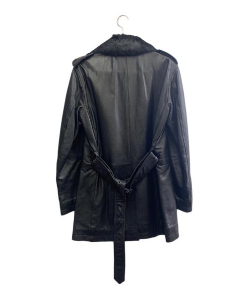 BURBERRY BLACK LABEL（バーバリーブラックレーベル）BURBERRY BLACK LABEL (バーバリーブラックレーベル) BURBERRY BLACK LABEL　ラビットファーレザーコート ブラック サイズ:Lの古着・服飾アイテム
