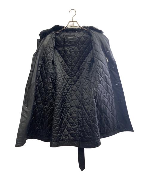 BURBERRY BLACK LABEL（バーバリーブラックレーベル）BURBERRY BLACK LABEL (バーバリーブラックレーベル) BURBERRY BLACK LABEL　ラビットファーレザーコート ブラック サイズ:Lの古着・服飾アイテム