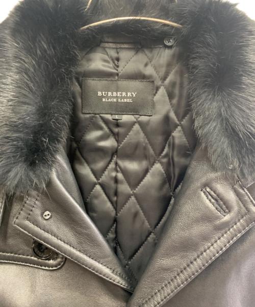 BURBERRY BLACK LABEL（バーバリーブラックレーベル）BURBERRY BLACK LABEL (バーバリーブラックレーベル) BURBERRY BLACK LABEL　ラビットファーレザーコート ブラック サイズ:Lの古着・服飾アイテム