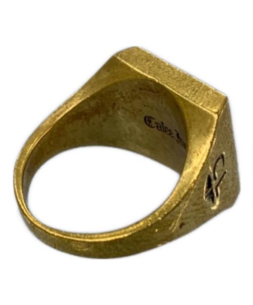 CALEE（キャリー）CALEE (キャリー) シグネットリング　サンダー ゴールド×ブラック サイズ:18号の古着・服飾アイテム