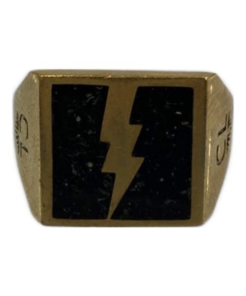 CALEE（キャリー）CALEE (キャリー) シグネットリング　サンダー ゴールド×ブラック サイズ:18号の古着・服飾アイテム