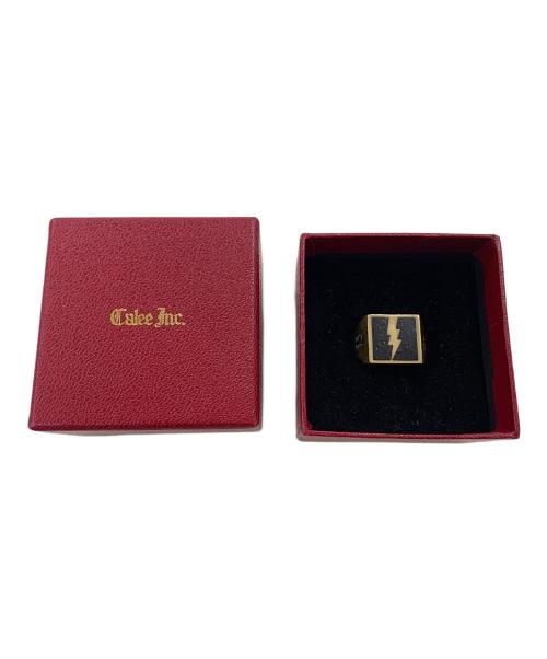 CALEE（キャリー）CALEE (キャリー) シグネットリング　サンダー ゴールド×ブラック サイズ:18号の古着・服飾アイテム