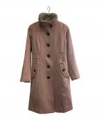 BLUE LABEL CRESTBRIDGEブルーレーベルクレストブリッジ）の古着「BLUE LABEL CRESTBRIDGE　ファインウールダブルメルトンスタンドカラーコート」｜ピンク
