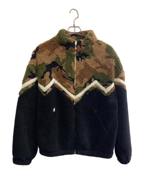 CELINE（セリーヌ）CELINE (セリーヌ) バイマテリアル カモフラージュフリースブルゾン カーキ×ブラック サイズ:Mの古着・服飾アイテム