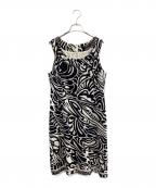 LEONARDレオナール）の古着「LEONARD　ストレッチワンピース」｜ブラック×ホワイト