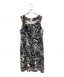 LEONARD（レオナール）の古着「LEONARD　ストレッチワンピース」｜ブラック×ホワイト