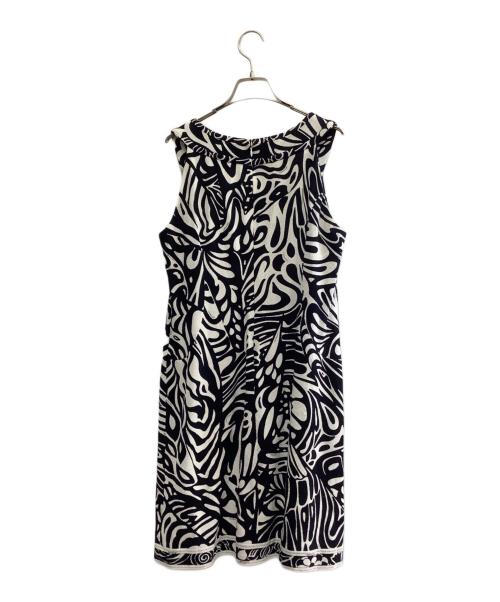 LEONARD（レオナール）LEONARD (レオナール) LEONARD　ストレッチワンピース ブラック×ホワイト サイズ:SIZE 42の古着・服飾アイテム