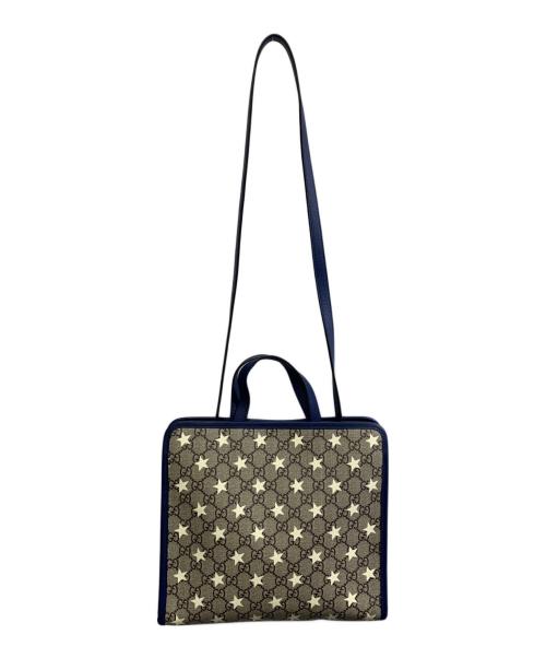 GUCCI（グッチ）GUCCI (グッチ) GG柄　2WAYバッグ ベージュ×ブルーの古着・服飾アイテム