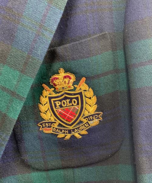 POLO RALPH LAUREN（ポロ・ラルフローレン）POLO RALPH LAUREN (ポロ・ラルフローレン) POLO RALPH LAUREN　金釦ブレザー ネイビー×グリーン サイズ:42Rの古着・服飾アイテム