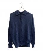 BATONERバトナ―）の古着「WASHED HIGH COUNT LINEN POLO」｜ネイビー