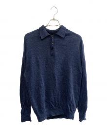 BATONER（バトナ―）の古着「WASHED HIGH COUNT LINEN POLO」｜ネイビー