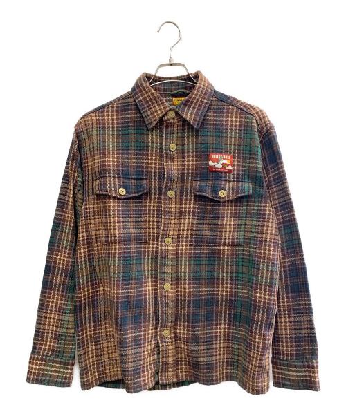 HUMAN MADE（ヒューマンメイド）HUMAN MADE (ヒューマンメイド) 長袖シャツ ブラウン×グリーン サイズ:Mの古着・服飾アイテム