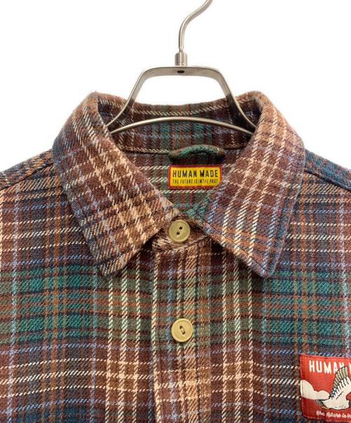 HUMAN MADE（ヒューマンメイド）HUMAN MADE (ヒューマンメイド) 長袖シャツ ブラウン×グリーン サイズ:Mの古着・服飾アイテム