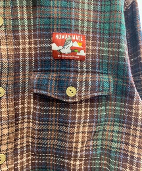 HUMAN MADE（ヒューマンメイド）HUMAN MADE (ヒューマンメイド) 長袖シャツ ブラウン×グリーン サイズ:Mの古着・服飾アイテム